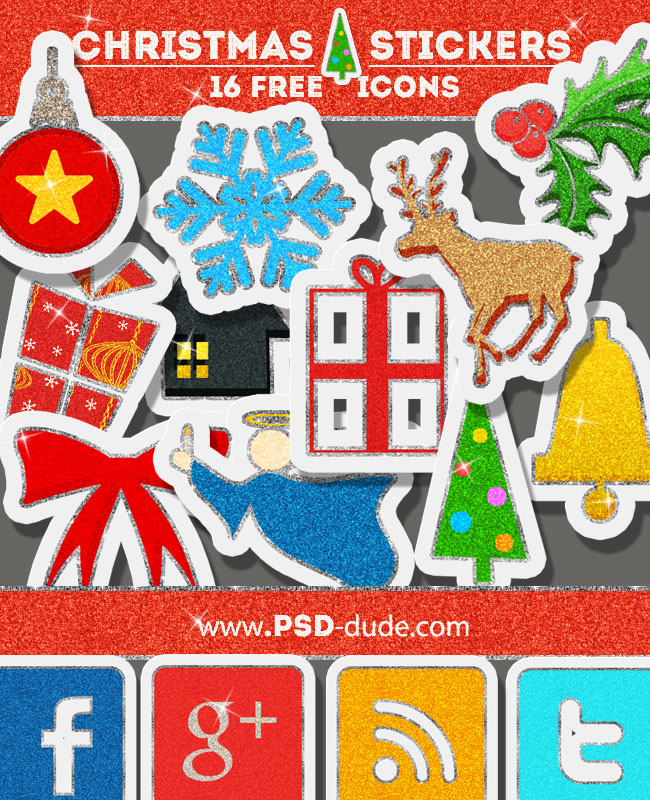 Christmas Glitter Sticker Icons